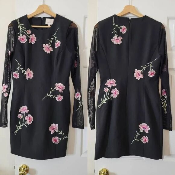 Cinq a sept Anna Floral Mesh Dress in Black Multi 8 Nwt $595 - Picture 2 of 8